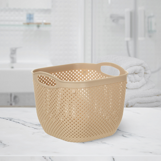 Корзина DIAMOND латте 18.8х18.8х15.8см круглая с ручками