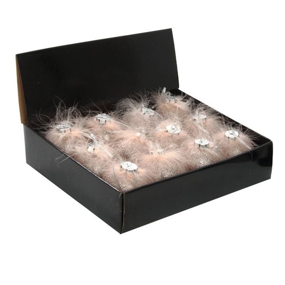 Набор из 12шт, Украшение новогоднее Шар &quot;Перышко страуса&quot;, D8 см, L35 W27 H9 см