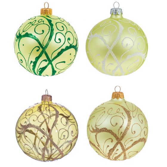 Украшение новогоднее "Шар" (блок 4 шт), D 10 см L10 W10 H12 см, (в ассорт.)