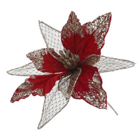 Цветок искусственный &quot;Пуансеттия&quot;, L21 W21 H39 см