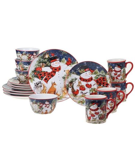 Magic of Christmas Snowman 16 Piece Dinnerware Set