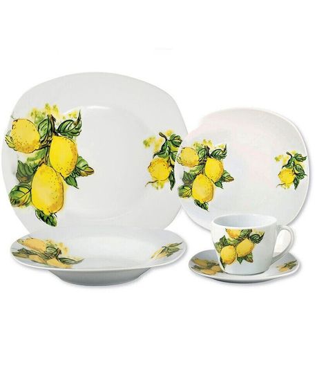 Lemon Design Square Dinnerware Set, 20 Piece