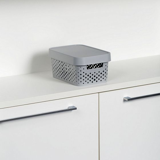 Коробка INFINITY перфорированная с крышкой 4.5л серая