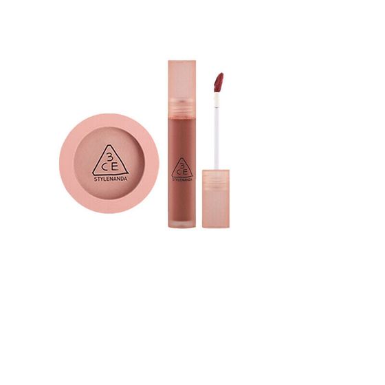 3CE Blush Lip Gloss Makeup Sets Natural Matte Finish Two-Piece Set