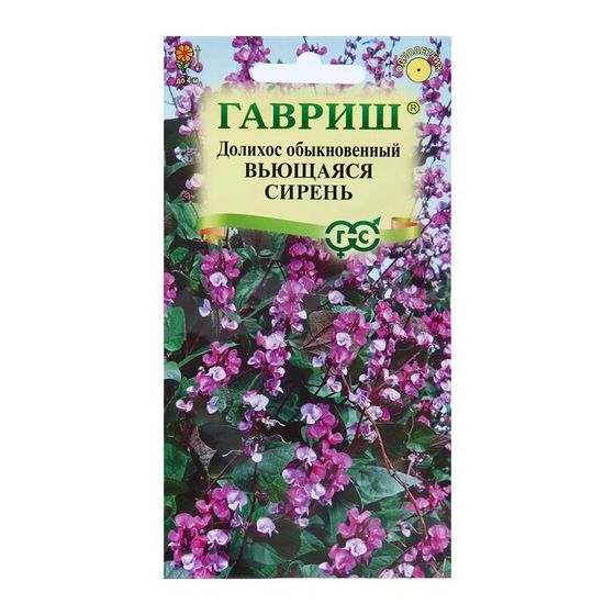 Семена цветов Долихос (Гиацинтовые бобы) &quot;Вьющаяся сирень&quot;, ц/п,  4 шт