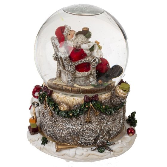 Фигурка декор в стекл шаре &quot;Дед Мороз&quot; (подсвет, муз и движ 3xAAA н/п) D9,5 см, L12,5 W12,5 H15,5 см