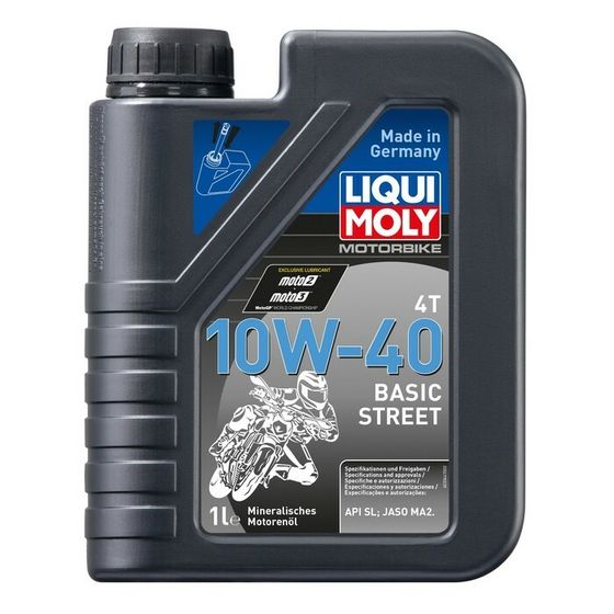 Моторное масло для 4-тактных мотоциклов Motorbike 4T LiquiMoly Basic Street 10W-40 SL;JASO MA2 миниральное, 1 л (3044)