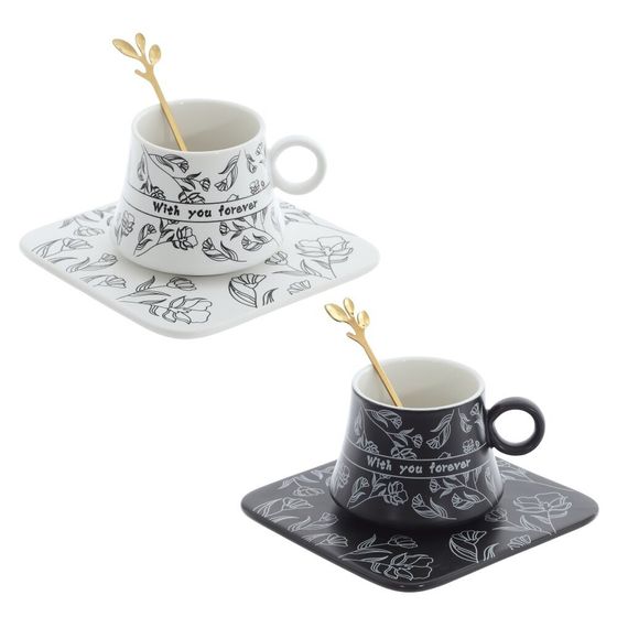 Кружка с блюдцем и ложкой, 170 мл, L13,5 W13,5 H7 см, 2в.