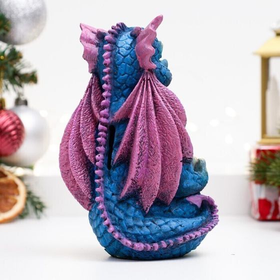 !09 Копилка &quot;Дракончик медитирует&quot; синяя, 8х9,5х12,5 см.