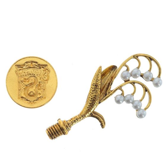 Набор для сургучной печати: ложка, печь для плавл, воск, свеча, печать, 5 штампов, Д21 Ш15 В4 см