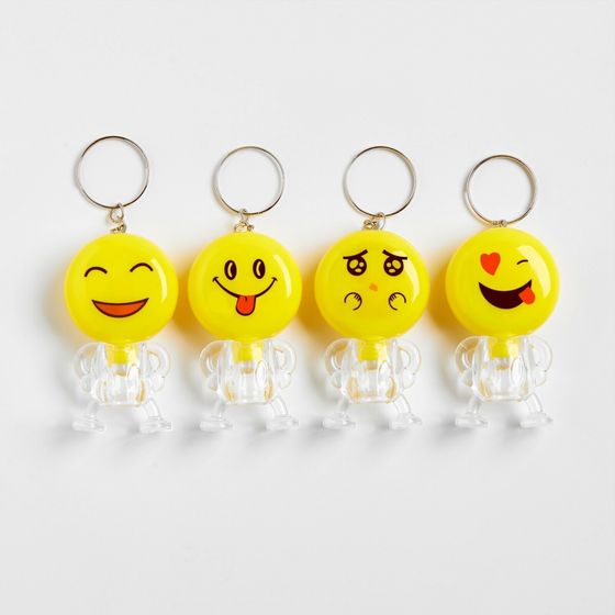 !09 НАБОР 10 ШТУК - Фонарь-брелок &quot;Смайлик&quot;, 1 LED, 3 х 5.5 см, микс