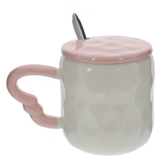 Кружка с крышкой и ложкой, 350 мл, L14 W9 H10 см