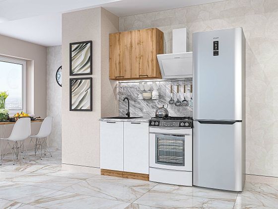 Кухонный гарнитур Флэт-03 Wotan Oak 2S/White In 2S