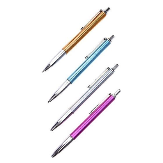 !09 Ручка шариковая (набор 7 штук) автоматическая 0.5 мм, стержень синий, металлик корпус, цвет МИКС