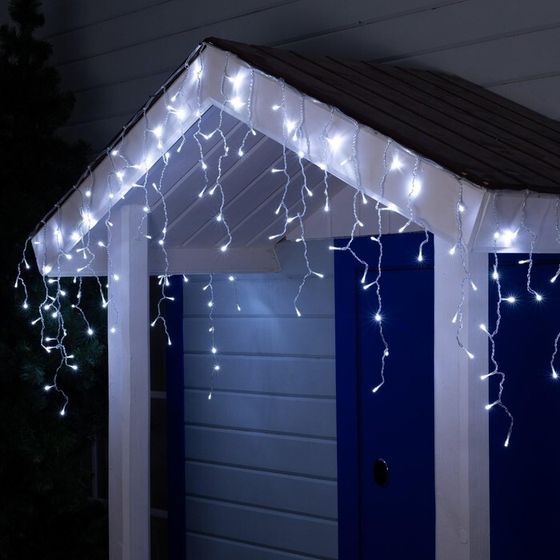 УЦЕНКА Гирлянда «Бахрома», 3×0.6 м, IP44, УМС, 160 LED, 220 В, прозрачная нить, свечение белое