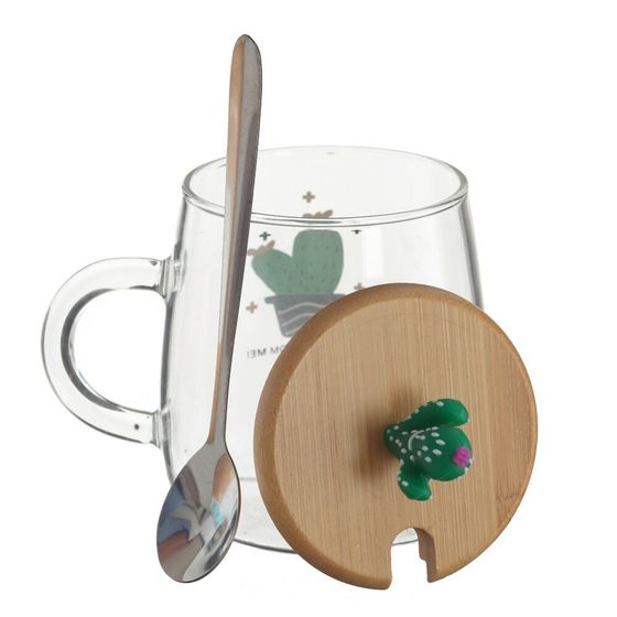 Кружка с крышкой и ложкой, 470 мл, L11 W8,5 H13 см, 3в.