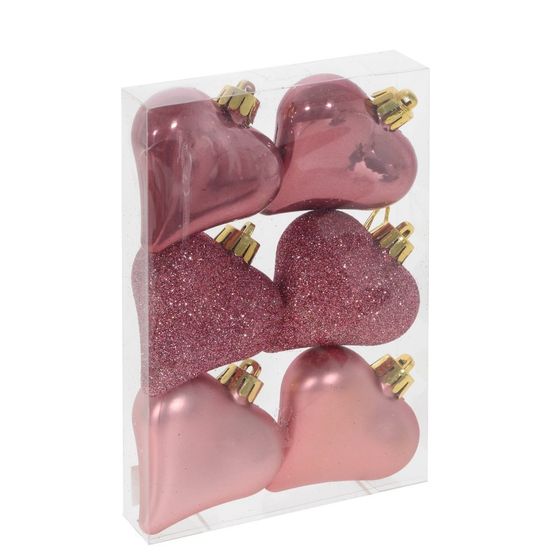 Набор из 6шт Украшение новогоднее &quot;Сердца&quot;, D6 см, L6 W2 H7 см