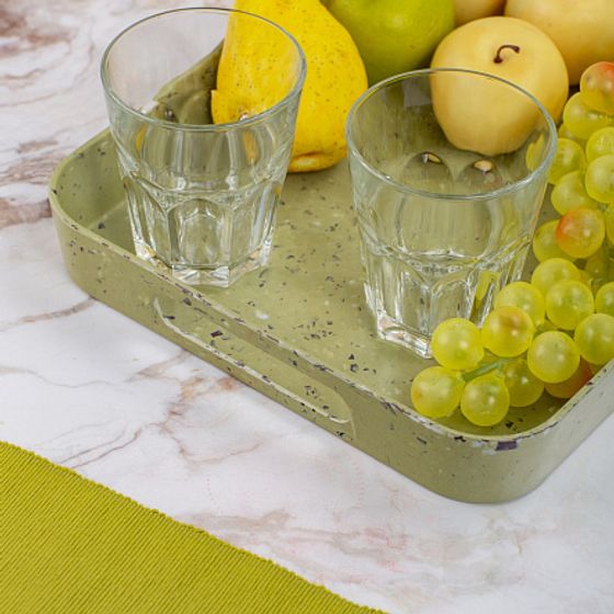 Поднос прямоугольный STONE зеленый 33х26см