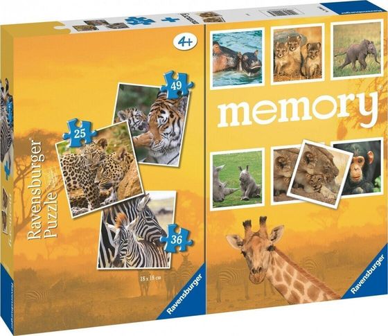 Puzzle 3w1 Dzikie zwierzęta gra memory