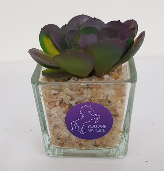 !Цветок искусственный в стеклянном кашпо 6x6x9 см