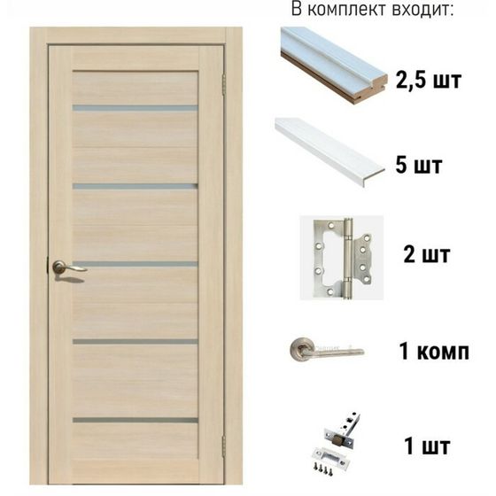 Комплект дверной экошпон 206 Ясень латтэ, мателюкс 2000х600