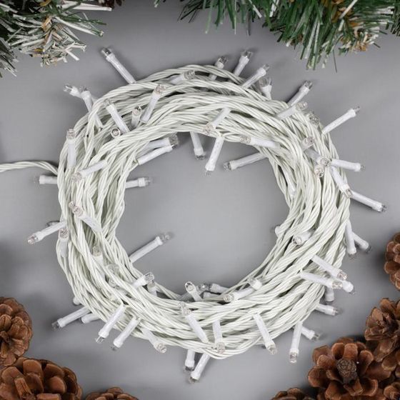 !09 Гирлянда «Нить» 10 м, IP20, белая нить, 100 LED, свечение мульти, 8 режимов, 220 В