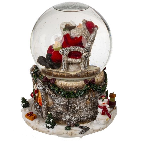Фигурка декор в стекл шаре &quot;Дед Мороз&quot; (подсвет, муз и движ 3xAAA н/п) D9,5 см, L12,5 W12,5 H15,5 см