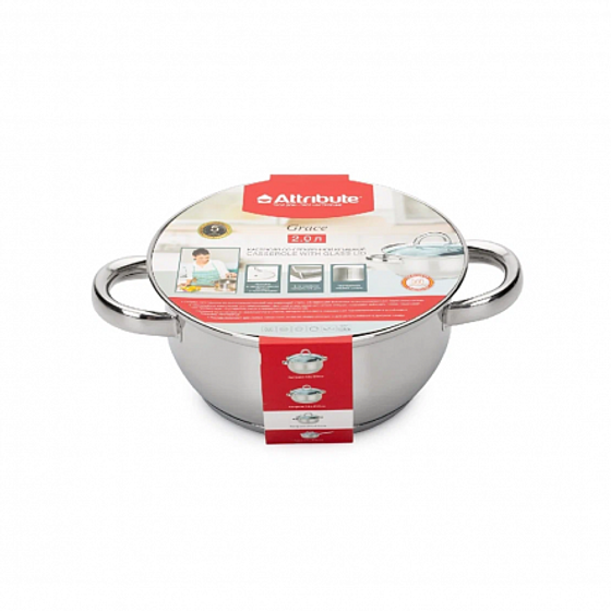 Кастрюля с крышкой GRACE 18х8.5см 2.0л