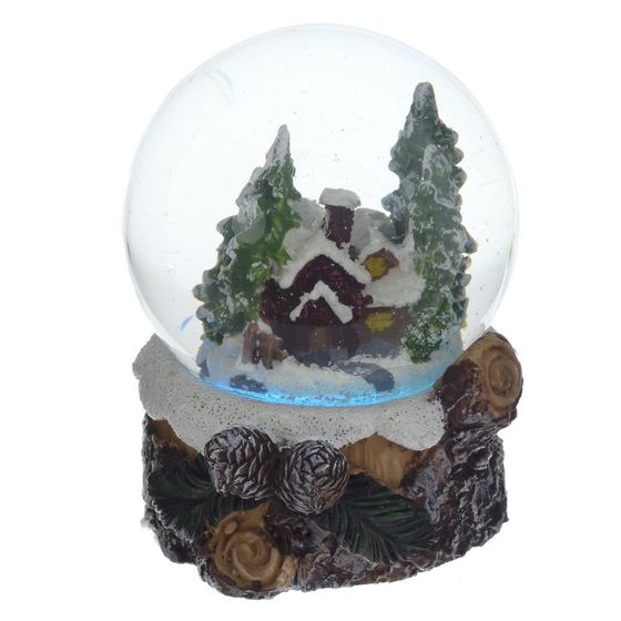 Фигурка декор в стекл шаре &quot;Домик&quot; (подсвет, LR44x2 н/п), D 6 см, L7 W7,5 H8 см, 2в.