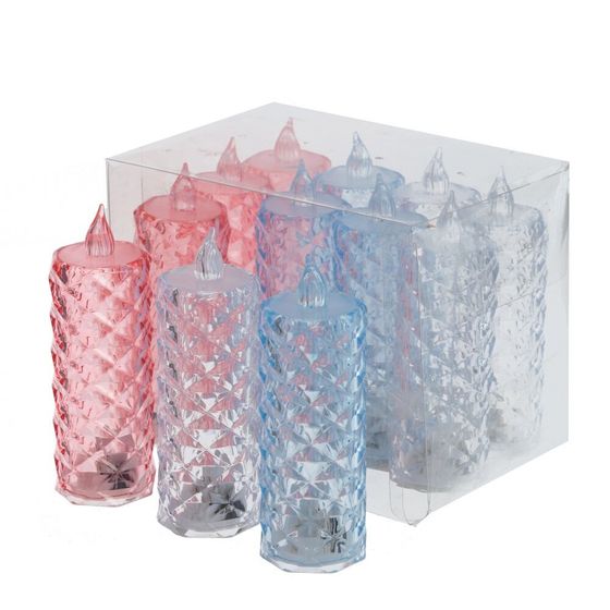 Изделие декоративное с подсветкой &quot;Свеча&quot; (3xLR54) (блок микс 12шт), L4 W4 H12 см, 3в.