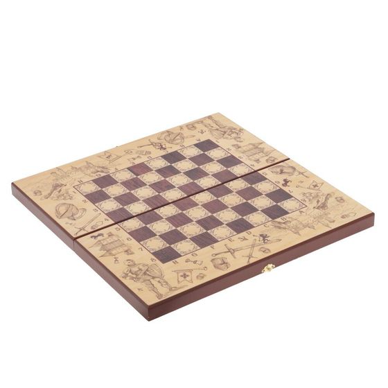 Игра настольная 3 в 1 (шахматы, шашки, нарды) "Рыцари", L50 W25 H6 см
