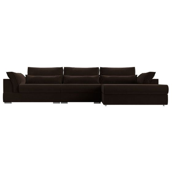 Угловой диван «Пекин Long», правый угол, механизм пантограф, микровельвет, цвет коричневый