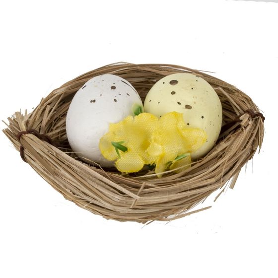 Набор из 6-ти изделий декоративных "Гнездо пасхальное" (6*4,5*2), L18 W12 H3 см