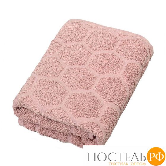 529702/6 Полотенце махровое с бордюром &quot;Сота&quot; розовый 50*90, 420гр/м2