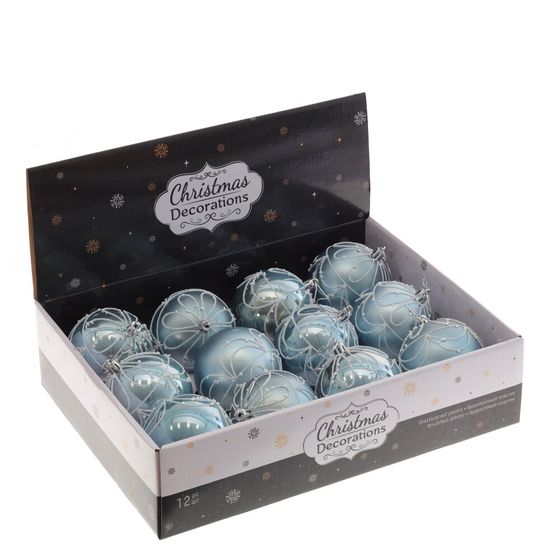 Набор из 12шт Украшение новогоднее "Шар", D 8 см, L35 W27 H8,5 см