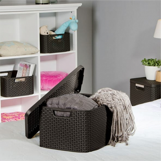 Корзина RATTAN STYLE BOX S  крышка кремовая