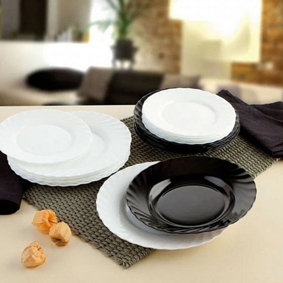 Набор столовый ТРИАНОН черно-белый 19пр