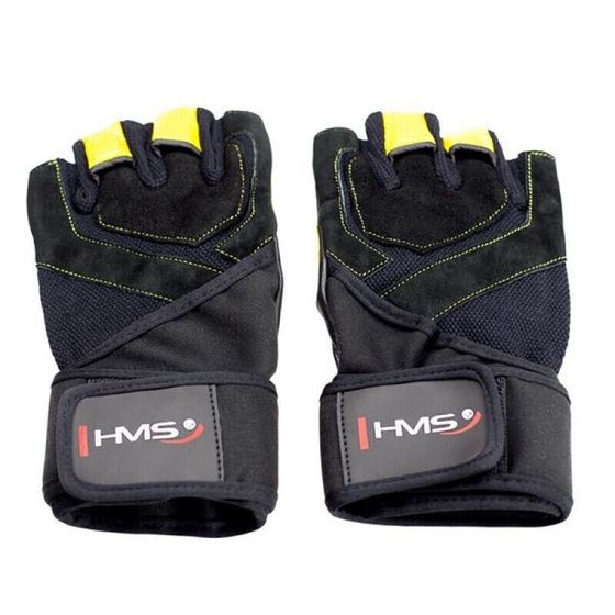 Черные / желтые перчатки HMS RST01 для спортзала XL