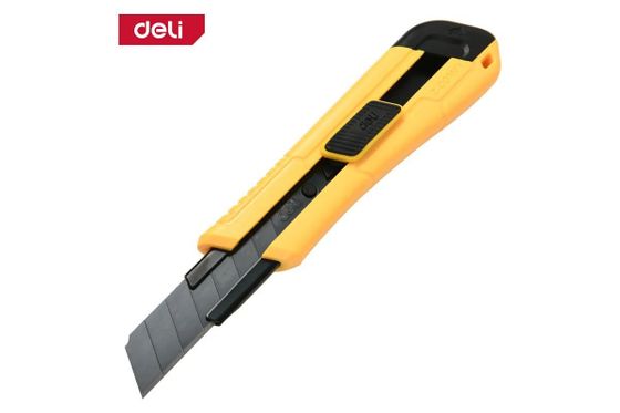 Технический нож Deli DL018 18мм, ударопрочный корпус, автоматическая блокировка, прорезиненная рукоятка