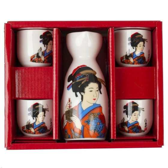 Набор для саке: графин 140 мл и 4 стакана 35 мл, L18,5 W7 H15 см