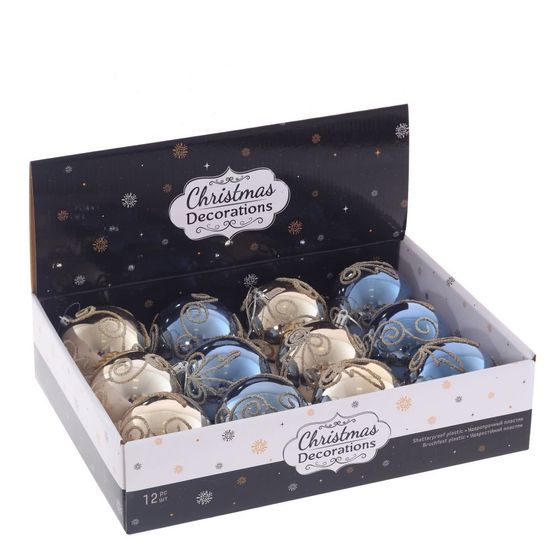 Набор из 12шт Украшение новогоднее "Шар", D 8 см, L35,5 W27 H9 см