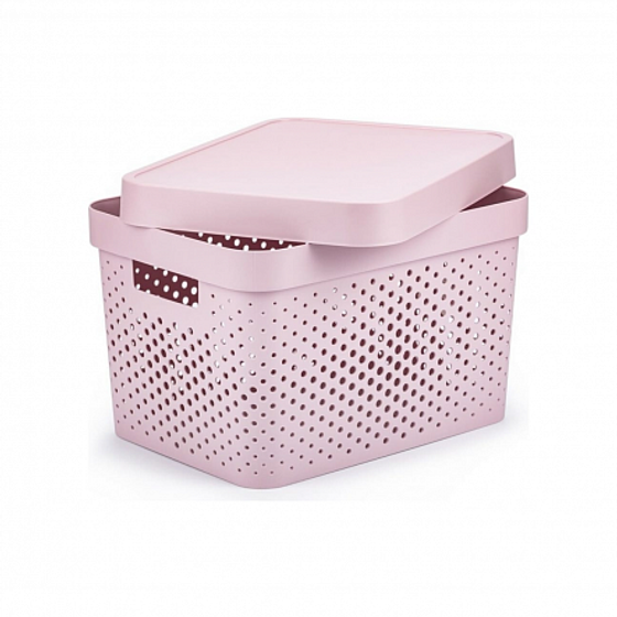 Коробка INFINITY перфорированная с крышкой 17л розовая