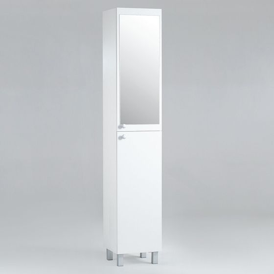 Пенал для ванной комнаты с зеркалом, белый,  45 х 34 х 185 см