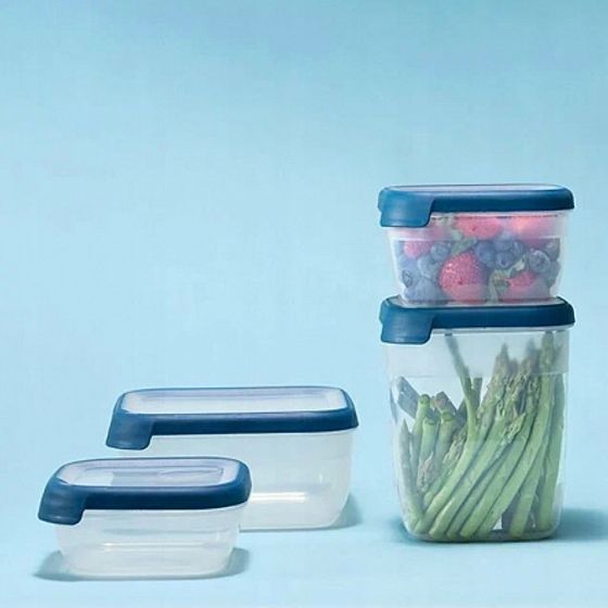 Емкость для морозилки и СВЧ GRAND CHEF 1.2л прямоугольная (синяя крышка)