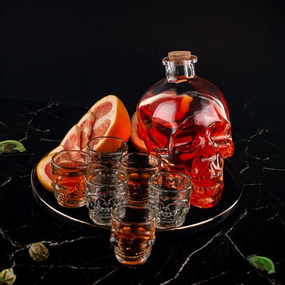 Набор SKULL 7 предметов (штоф 800мл  стопки 6шт 50мл)