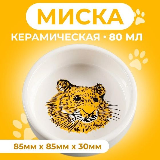 Миска керамическая для грызунов &quot;Сытая мордочка&quot; 80 мл 8,5 х 3 см