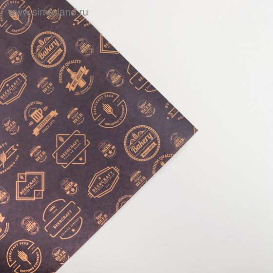 !09 Бумага (набор 5 листов) упаковочная крафтовая "Этикетки" 50х70 см.