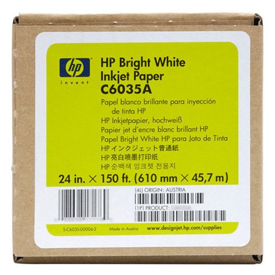 Бумага HP C6035A 24&quot;(A1) 610мм-47.5м/90г/м2/белый для струйной печати втулка:50.8мм (2&quot;)