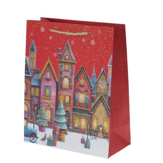 Пакет подарочный (бумага 210г/м2, блок 12шт), L18 W10 H23 см, 4в.