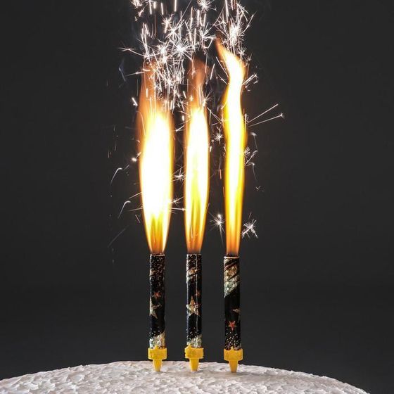 Свечи фонтаны для торта &quot;Звёзды&quot;, 12,5 см, 30 сек, 3 шт